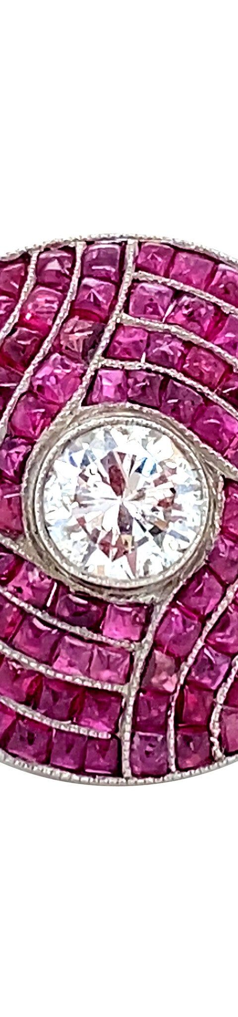 Vintage Platinum Ring with Ruby and Diamond